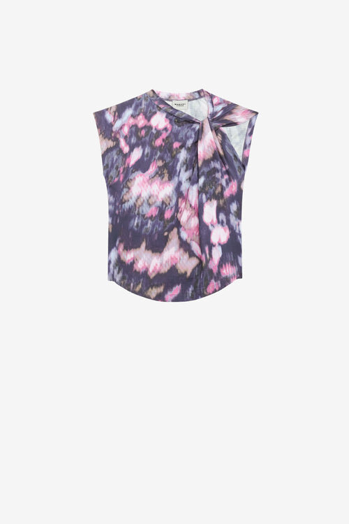 Nayda Asymmetrisk bomulds-T-shirt med print Nayda Asymmetrisk bomulds-T-shirt med print
