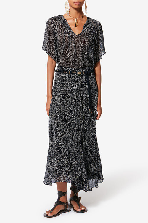 Neslya kortærmet bluse i muslin med print Neslya kortærmet bluse i muslin med print