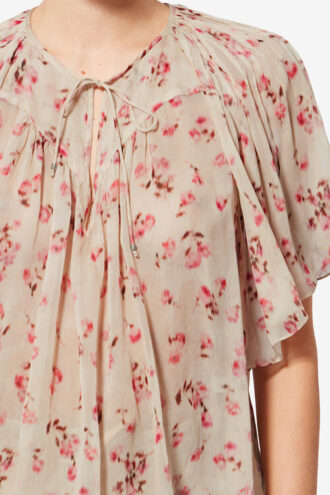 Neslya kortærmet bluse i muslin med print