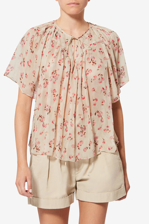 Neslya kortærmet bluse i muslin med print Neslya kortærmet bluse i muslin med print