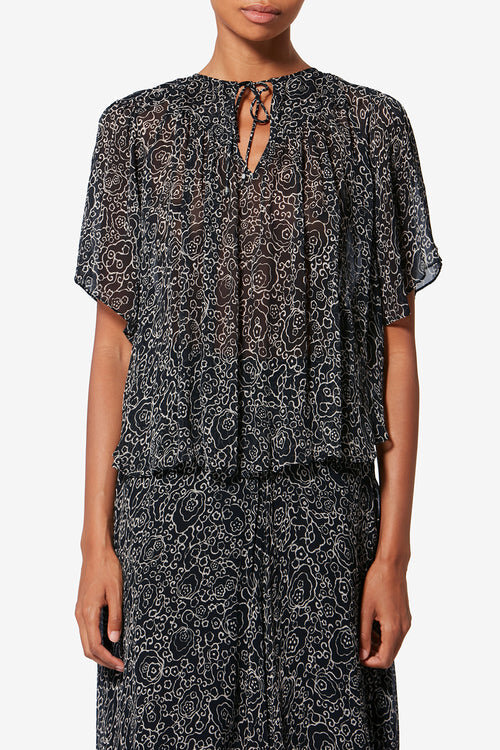 Neslya kortærmet bluse i muslin med print Neslya kortærmet bluse i muslin med print