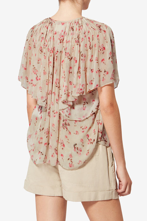 Neslya kortærmet bluse i muslin med print Neslya kortærmet bluse i muslin med print
