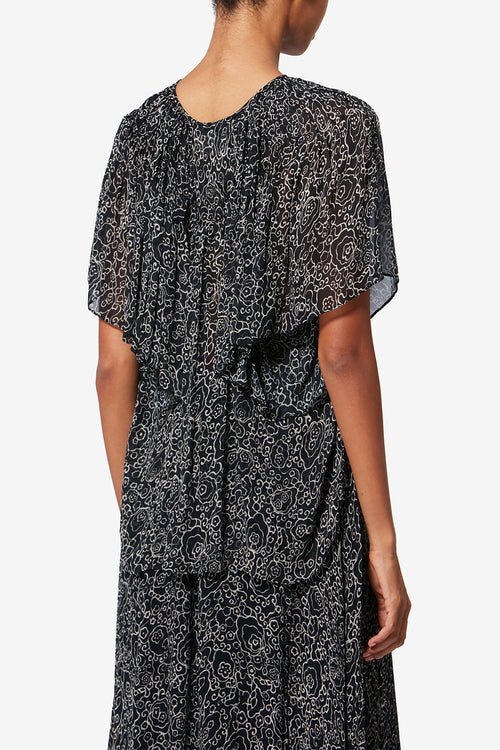 Neslya kortærmet bluse i muslin med print Neslya kortærmet bluse i muslin med print