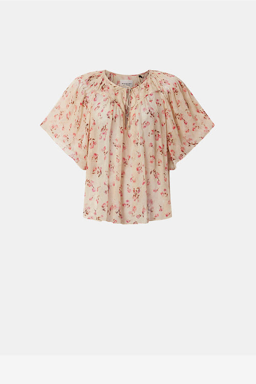 Neslya kortærmet bluse i muslin med print Neslya kortærmet bluse i muslin med print
