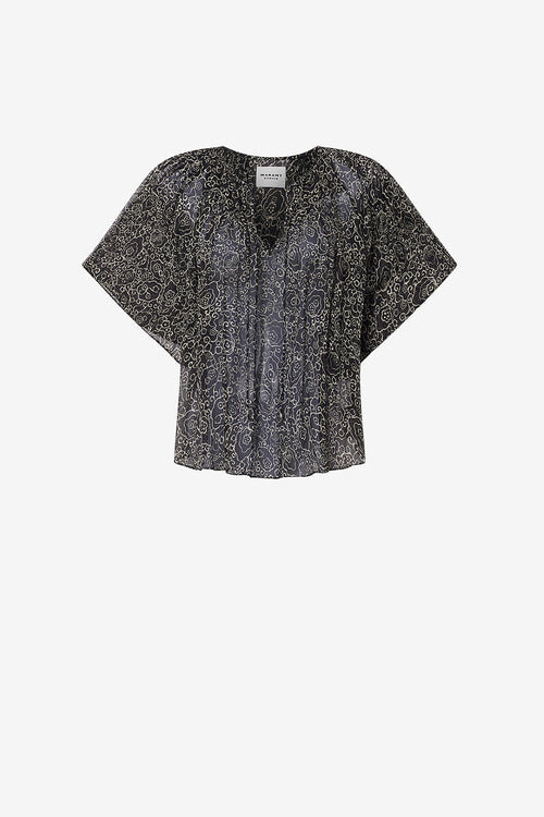 Neslya kortærmet bluse i muslin med print Neslya kortærmet bluse i muslin med print