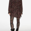 Ora draperet silke kjole med polka dot print