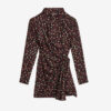 Ora draperet silke kjole med polka dot print