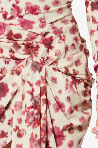 Ovia kort draperet stretch-silkenederdel med print