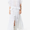 Payton Caftan-stil bomuldsbluse med blomsterblonder