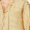 Payton Caftan-stil bomuldsbluse med blomsterblonder
