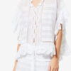 Payton Caftan-stil bomuldsbluse med blomsterblonder