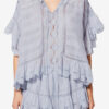 Payton Caftan-stil bomuldsbluse med blomsterblonder