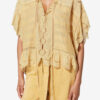 Payton Caftan-stil bomuldsbluse med blomsterblonder