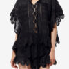 Payton Caftan-stil bomuldsbluse med blomsterblonder