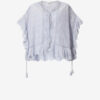 Payton Caftan-stil bomuldsbluse med blomsterblonder