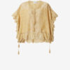 Payton Caftan-stil bomuldsbluse med blomsterblonder