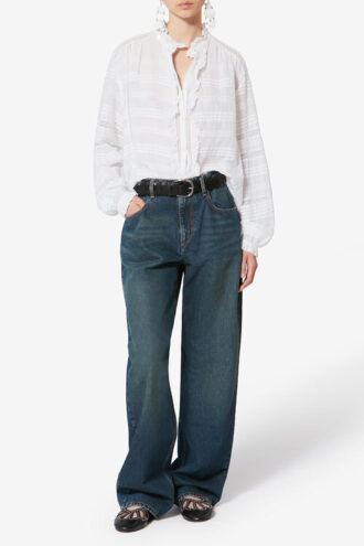 Peline bomuldsbluse med blomsterblonder