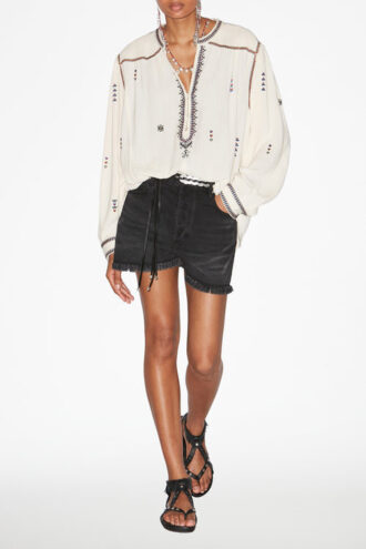 Pelson Broderet gaze-bluse