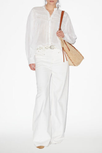 Plalia rynket bomuldsvoile bluse