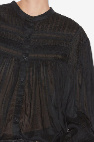 Plalia rynket bomuldsvoile bluse