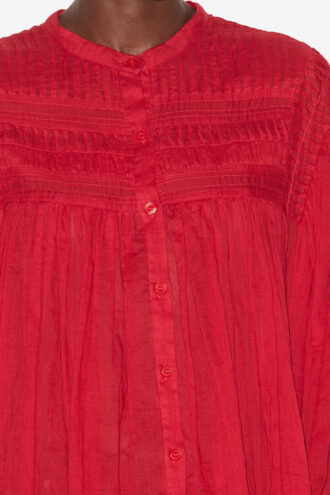Plalia rynket bomuldsvoile bluse