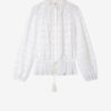 Polly bomuldsbluse med blomsterblonder