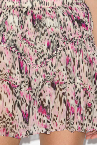 Roumi rynket silkenederdel med print