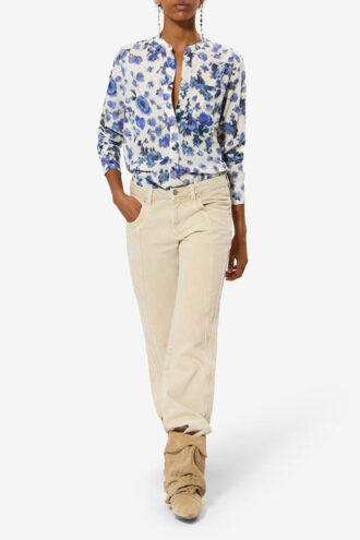 Rusak silke-bluse med rosenprint