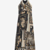 Sabba lang kjole med stropper og bandana-print