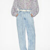 Salika Bluse i bomuldsvoile med print og rynk