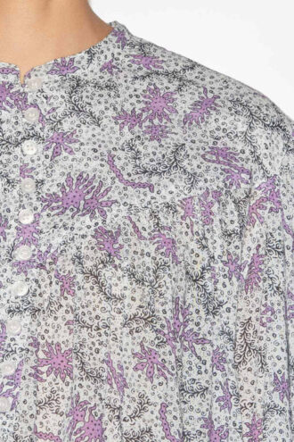 Salika Bluse i bomuldsvoile med print og rynk