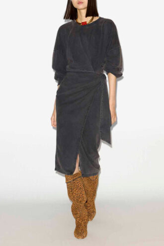 Sandrina lang draperet jersey-sweatshirtkjole