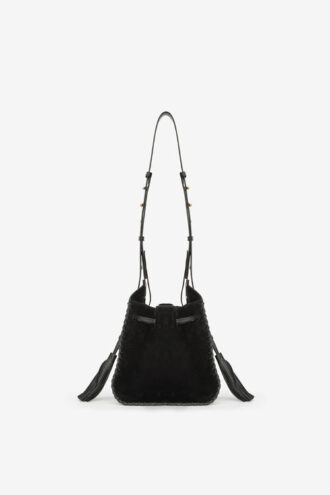 Silao flettet ruskindskalveskind bucket bag