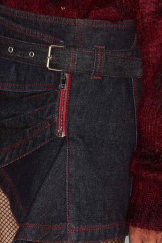 Siyen draperet denim miniskirt