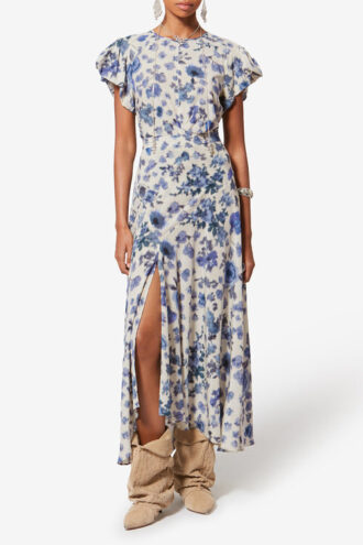 Tullya Top i stretchsilke med print og drapering