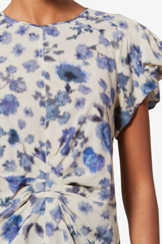 Tullya Top i stretchsilke med print og drapering