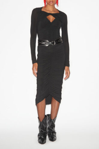Vicky midi-nederdel i rynket jersey