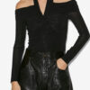 Vonda draperet top i ensfarvet jersey