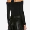 Vonda draperet top i ensfarvet jersey