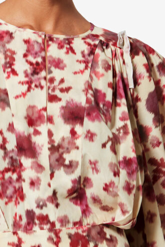 Zarga kort top i stretch-silke med print