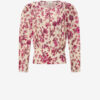 Zarga kort top i stretch-silke med print