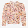 Zarga Plisseret bluse i printet silke