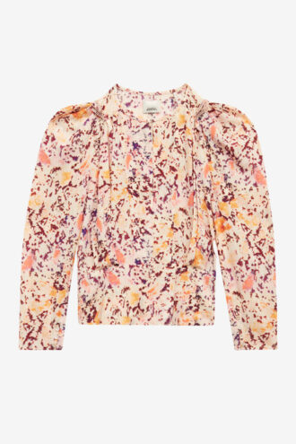 Zarga Plisseret bluse i printet silke