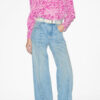 Zarga Plisseret bluse i printet silke