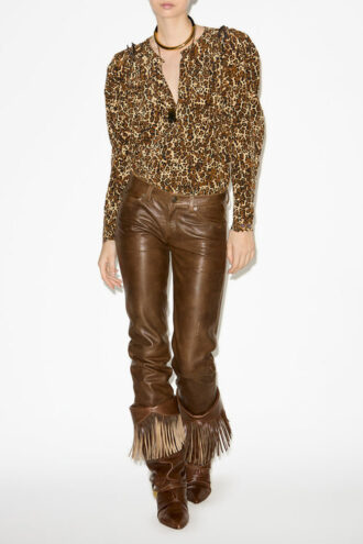 Zarga Plisseret bluse i printet silke