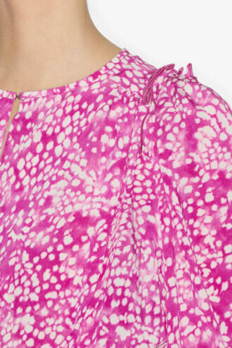 Zarga Plisseret bluse i printet silke