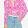 Zarga Plisseret bluse i printet silke