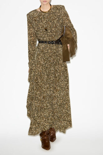 Zeidi draperet kjole med leopardprint