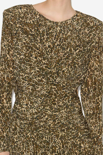 Zeidi draperet kjole med leopardprint