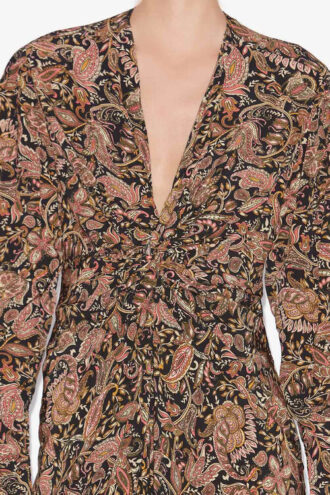 Zeliha langærmet midi-kjole med print